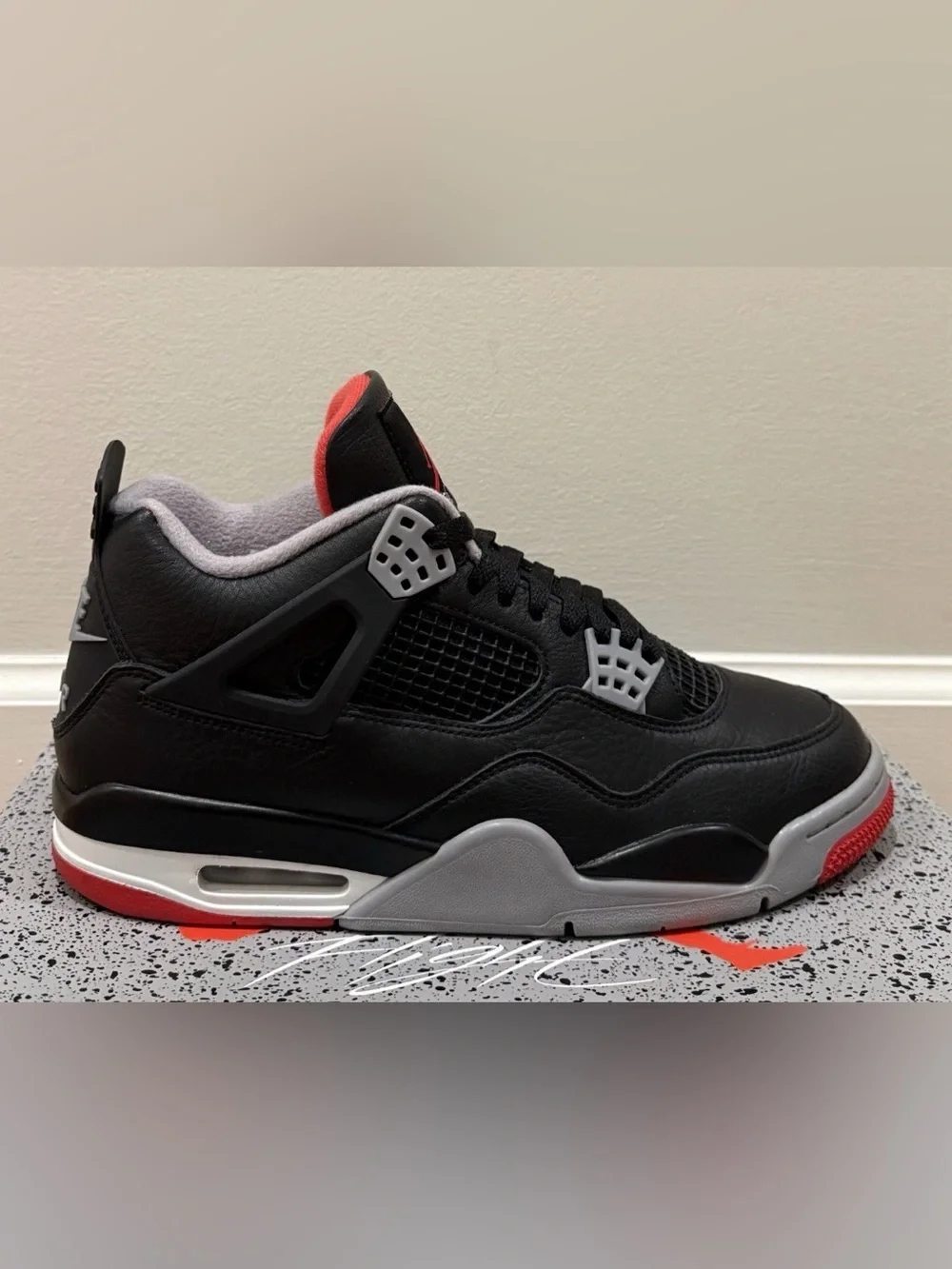 Nike Air Jordan 4 Retro Bred Reimagined Black/Fire Red/Grey Size 9